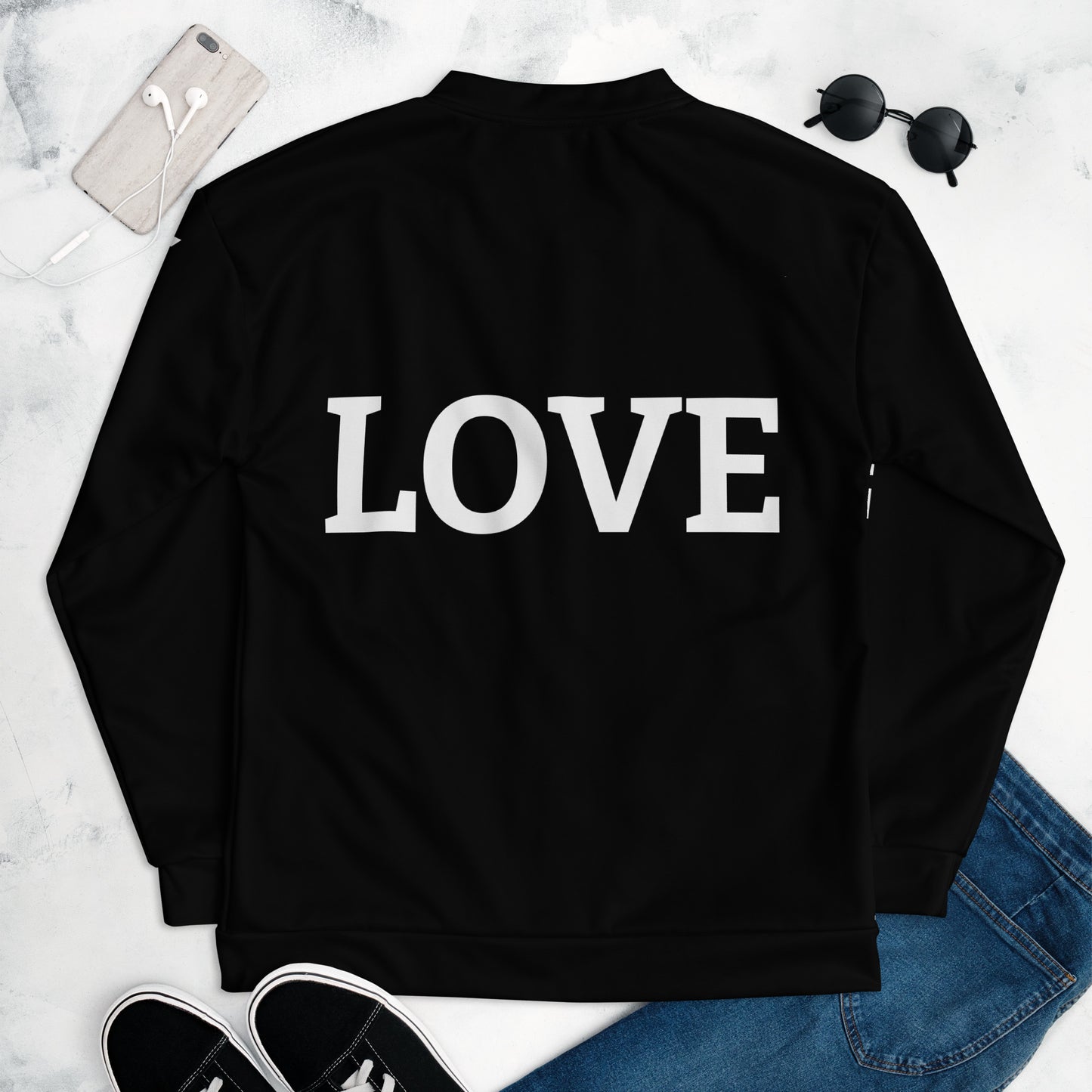 LOVE BY XCLUSIF POETIX BLACK & WHITE Unisex Bomber Jacket