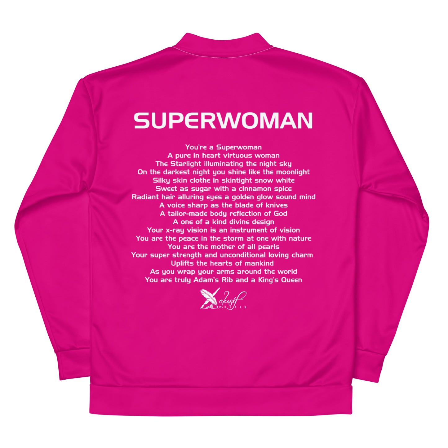 SUPERWOMAN BY XCLUSIF POETIX HOT PINIK & WHITE Unisex Bomber Jacket