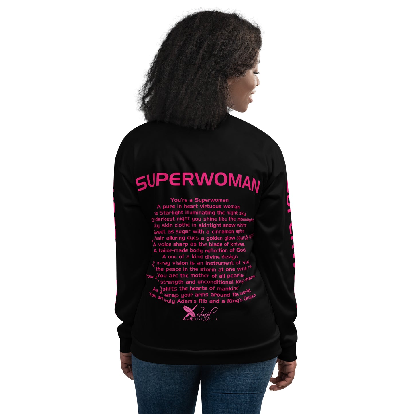 SUPERWOMAN BY XCLUSIF POETIX BLACK & PINK Unisex Bomber Jacket