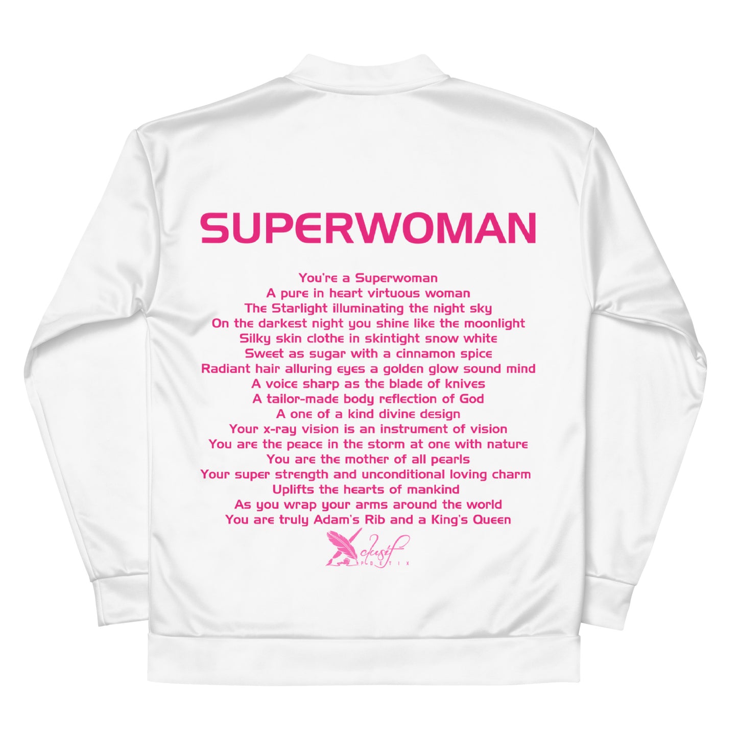 SUPERWOMAN BY XCLUSIF POETIX WHITE & PINK Unisex Bomber Jacket