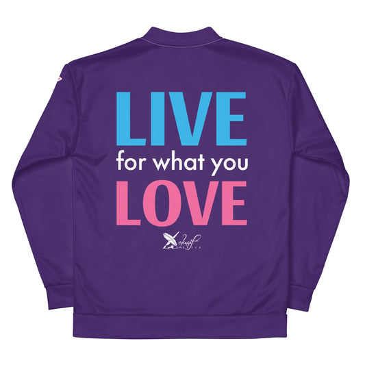 "LIVE FOR WHAT YOU LOVE" BY XCLUSIF POETIX PURPLE Unisex Bomber Jacket