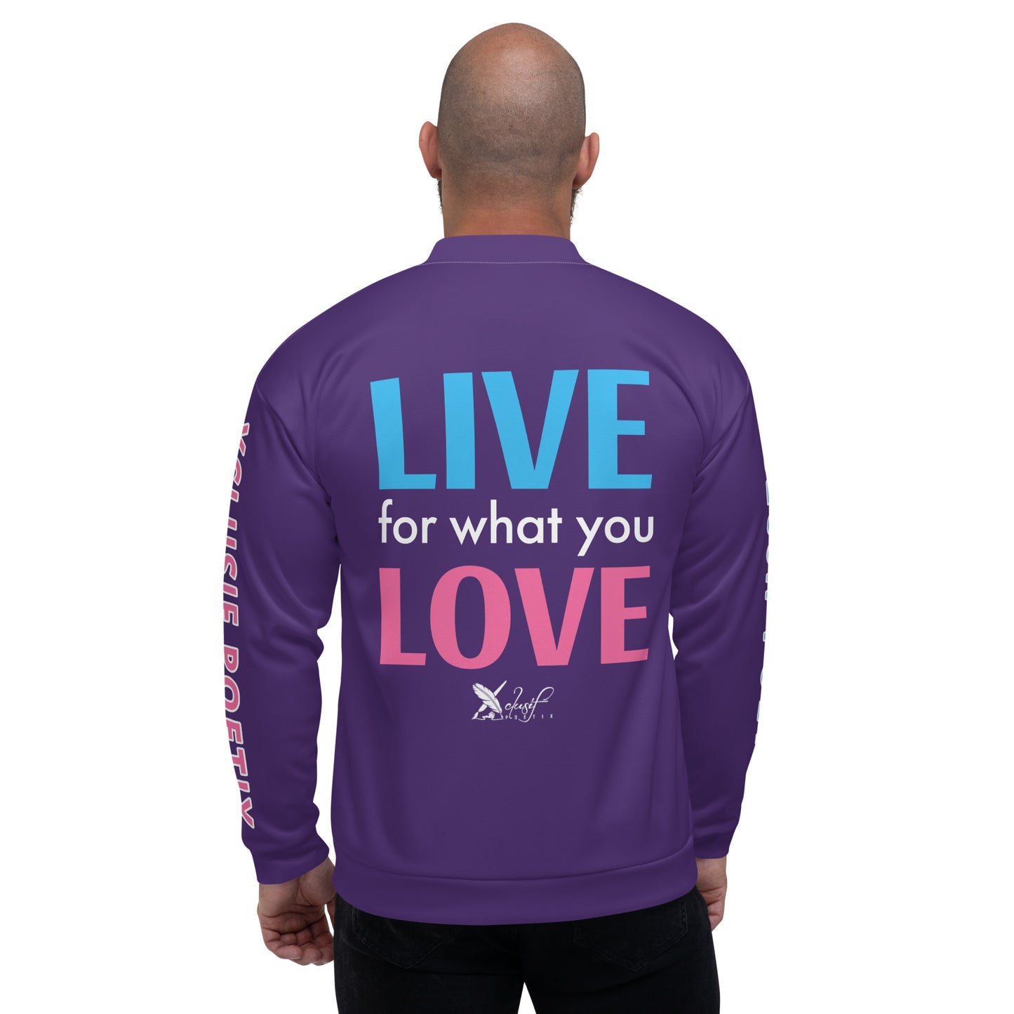 "LIVE FOR WHAT YOU LOVE" BY XCLUSIF POETIX PURPLE Unisex Bomber Jacket