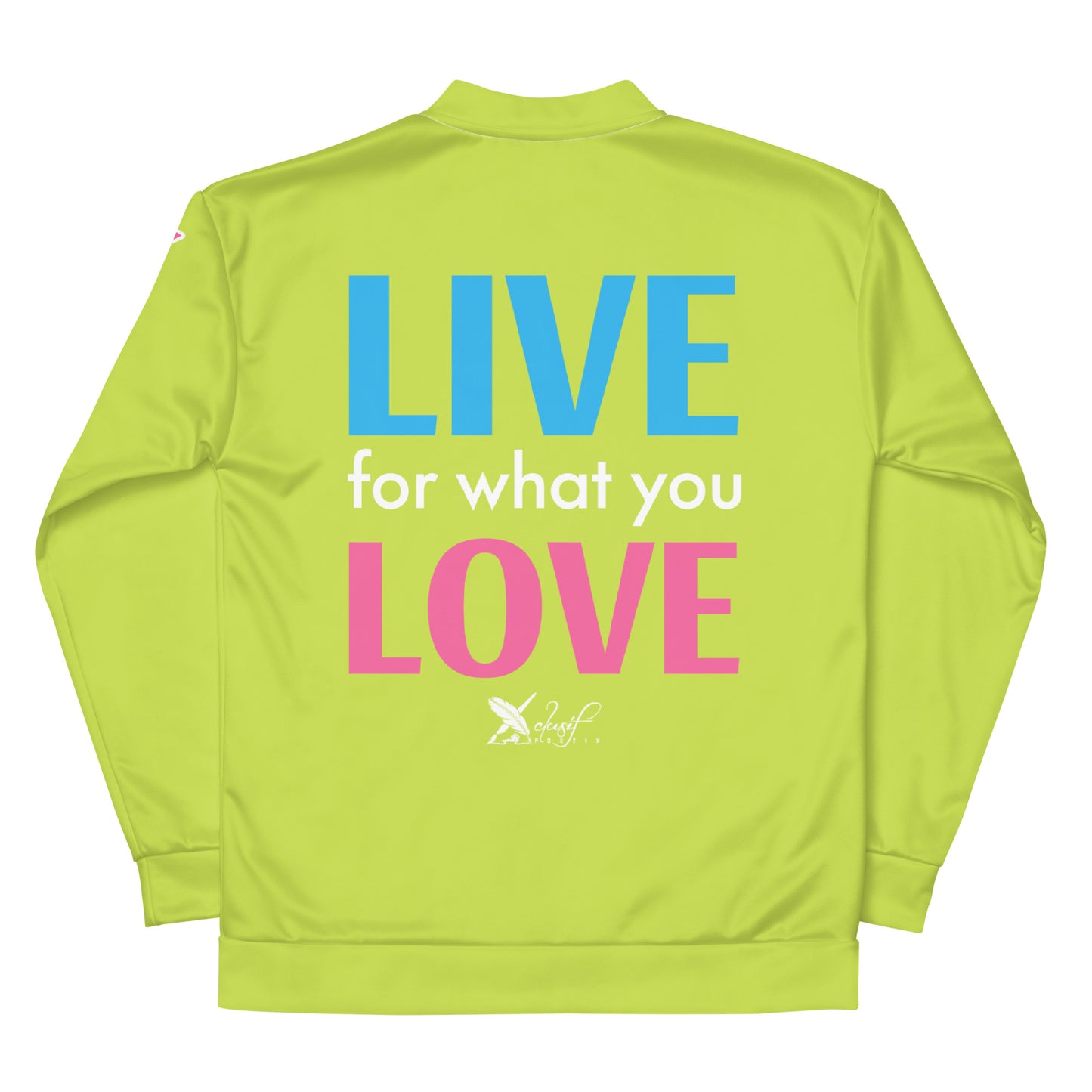 "LIVE FOR WHAT YOU LOVE" BY XCLUSIF POETIX LIGHT GREEN Unisex Bomber Jacket