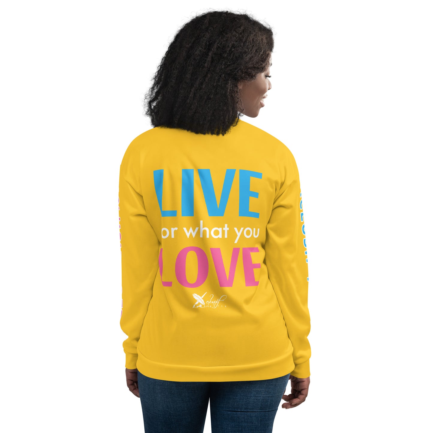 "LIVE FOR WHAT YOU LOVE" BY XCLUSIF POETIX YELLOW Unisex Bomber Jacket