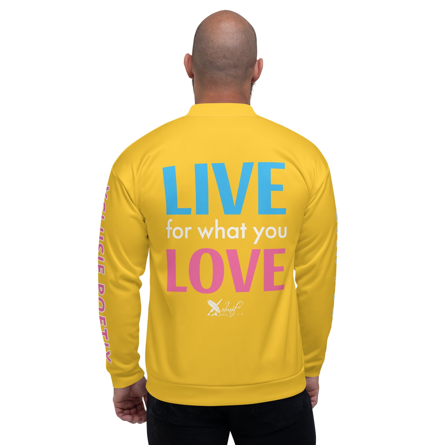 "LIVE FOR WHAT YOU LOVE" BY XCLUSIF POETIX YELLOW Unisex Bomber Jacket