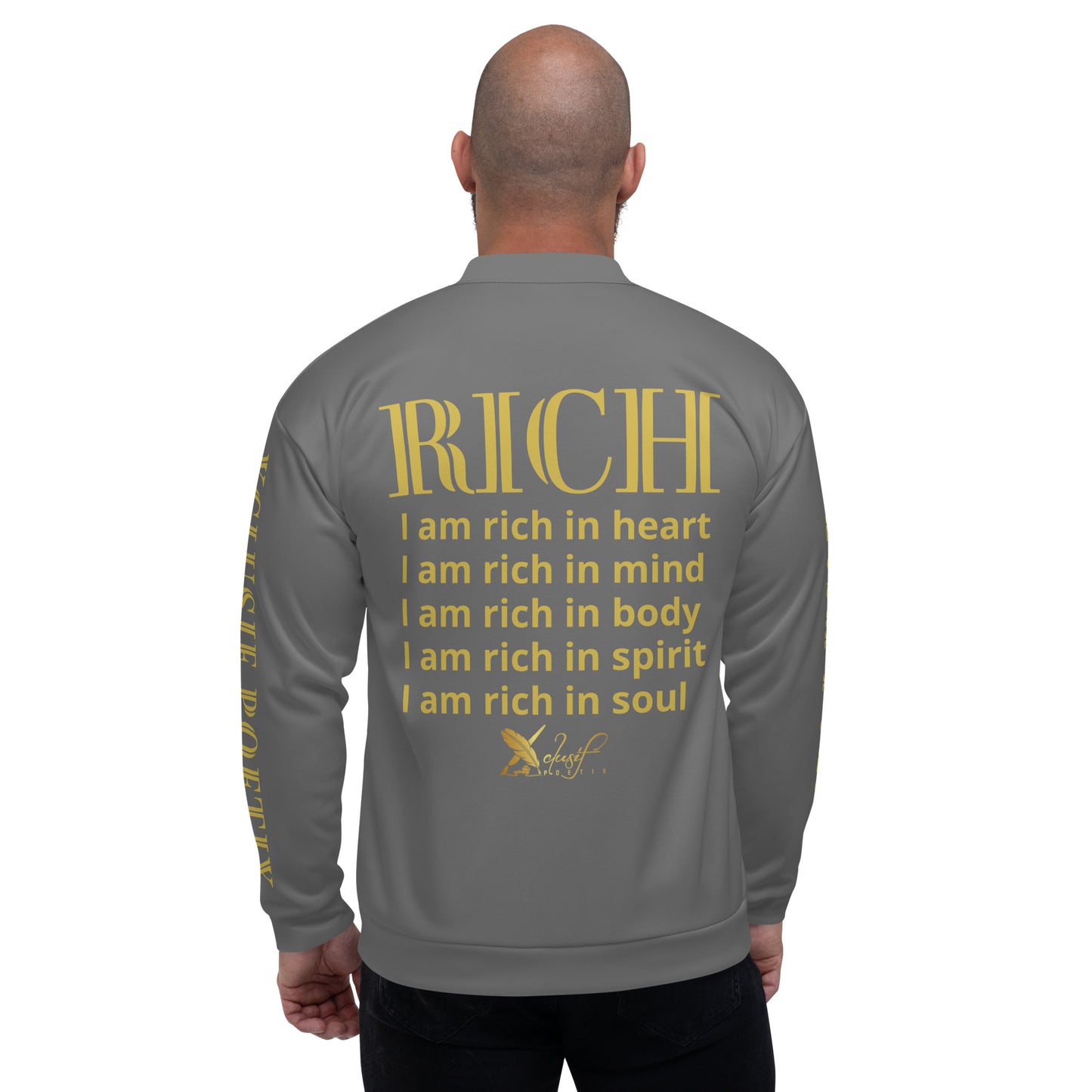 RICH BY XCLUSIF POETIX GREY & GOLD Unisex Bomber Jacket