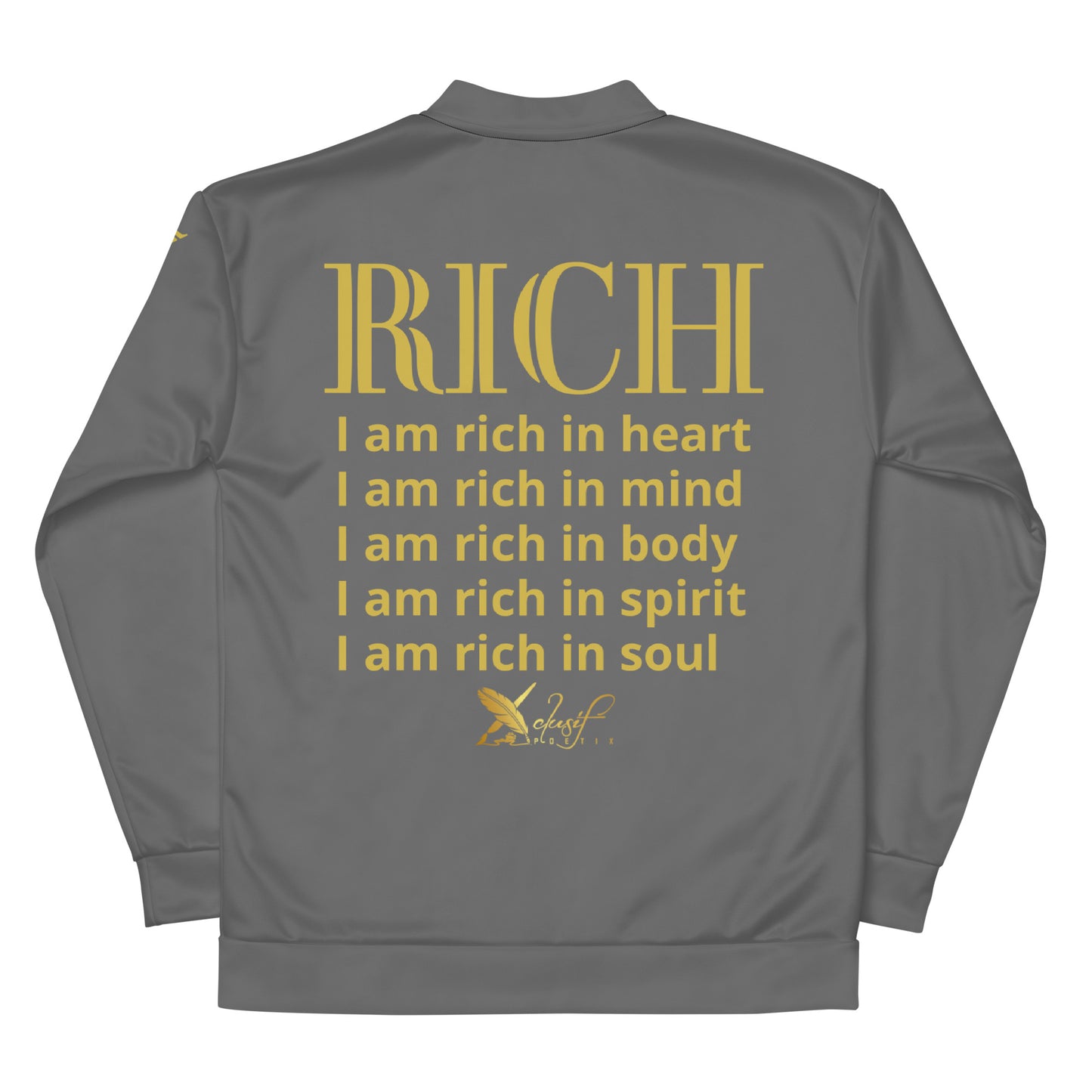 RICH BY XCLUSIF POETIX GREY & GOLD Unisex Bomber Jacket