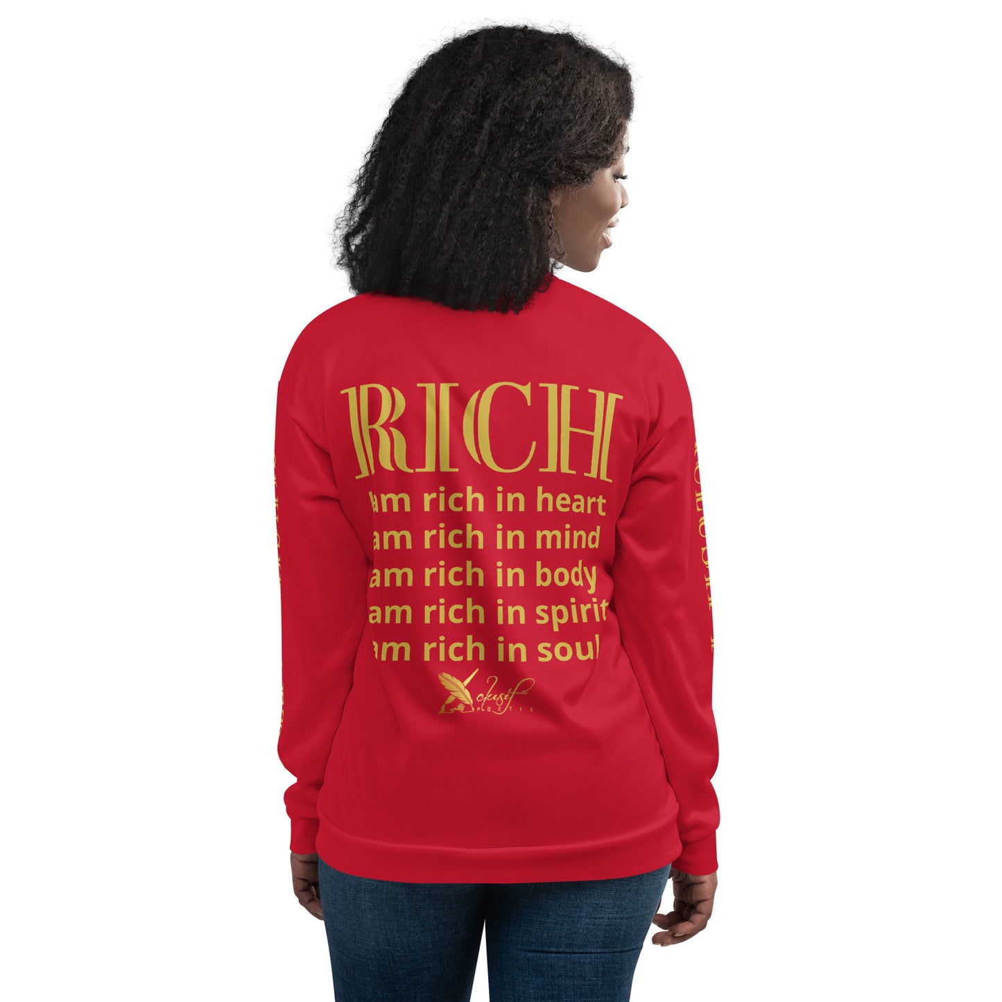 RICH BY XCLUSIF POETIX RED & GOLD Unisex Bomber Jacket