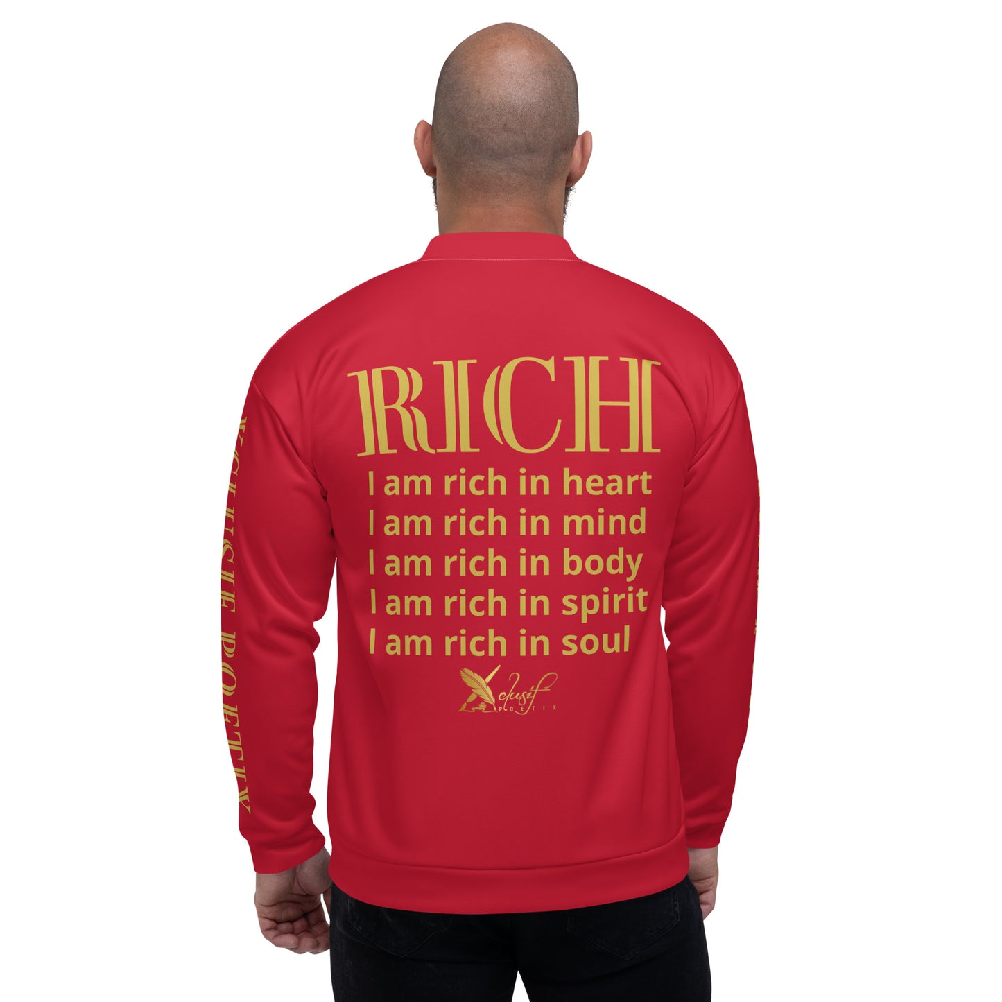 RICH BY XCLUSIF POETIX RED & GOLD Unisex Bomber Jacket