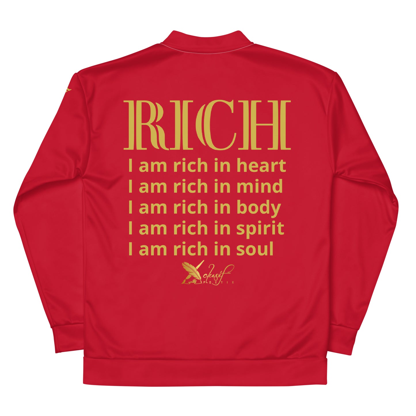 RICH BY XCLUSIF POETIX RED & GOLD Unisex Bomber Jacket