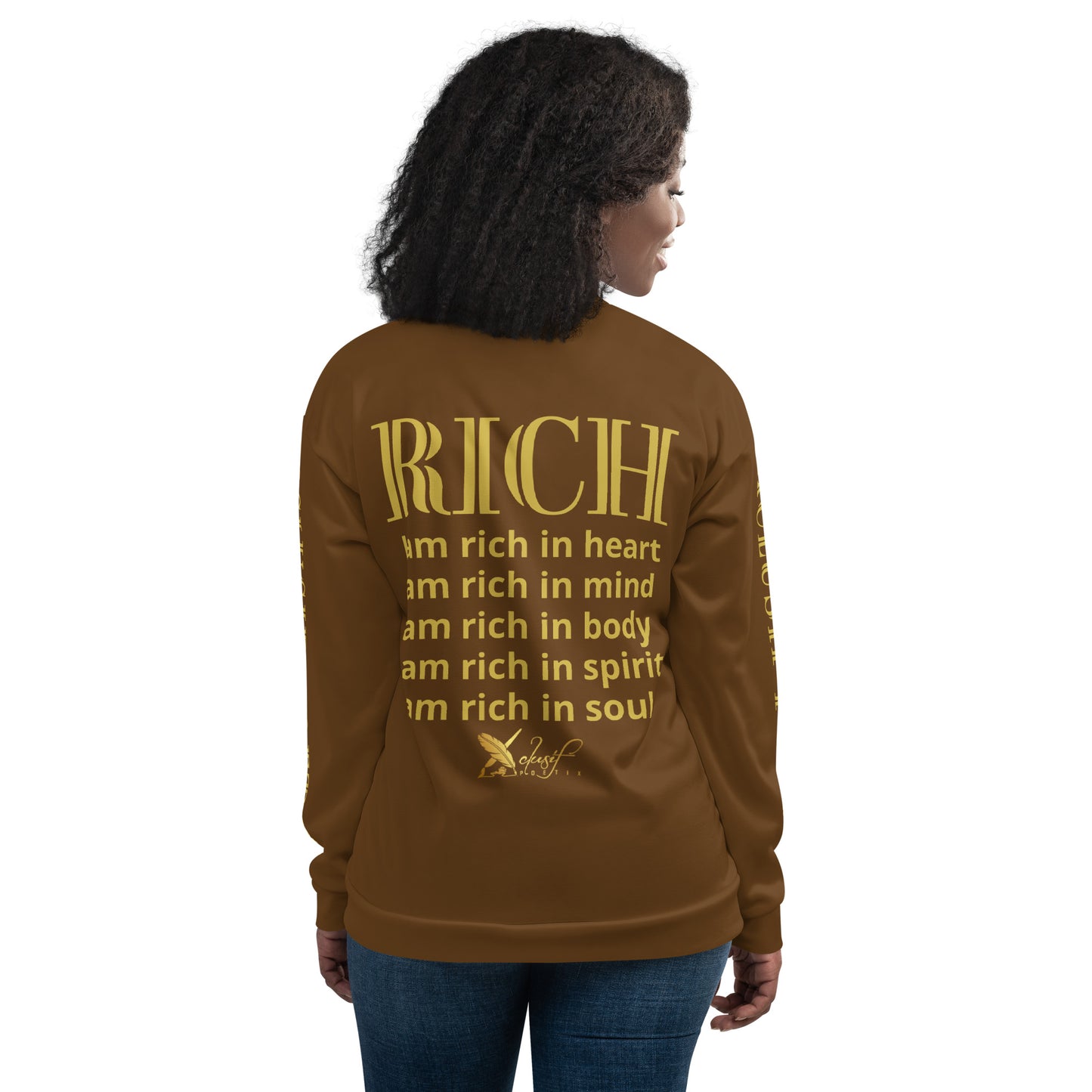 RICH BY XCLUSIF POETIX BROWN & GOLD Unisex Bomber Jacket