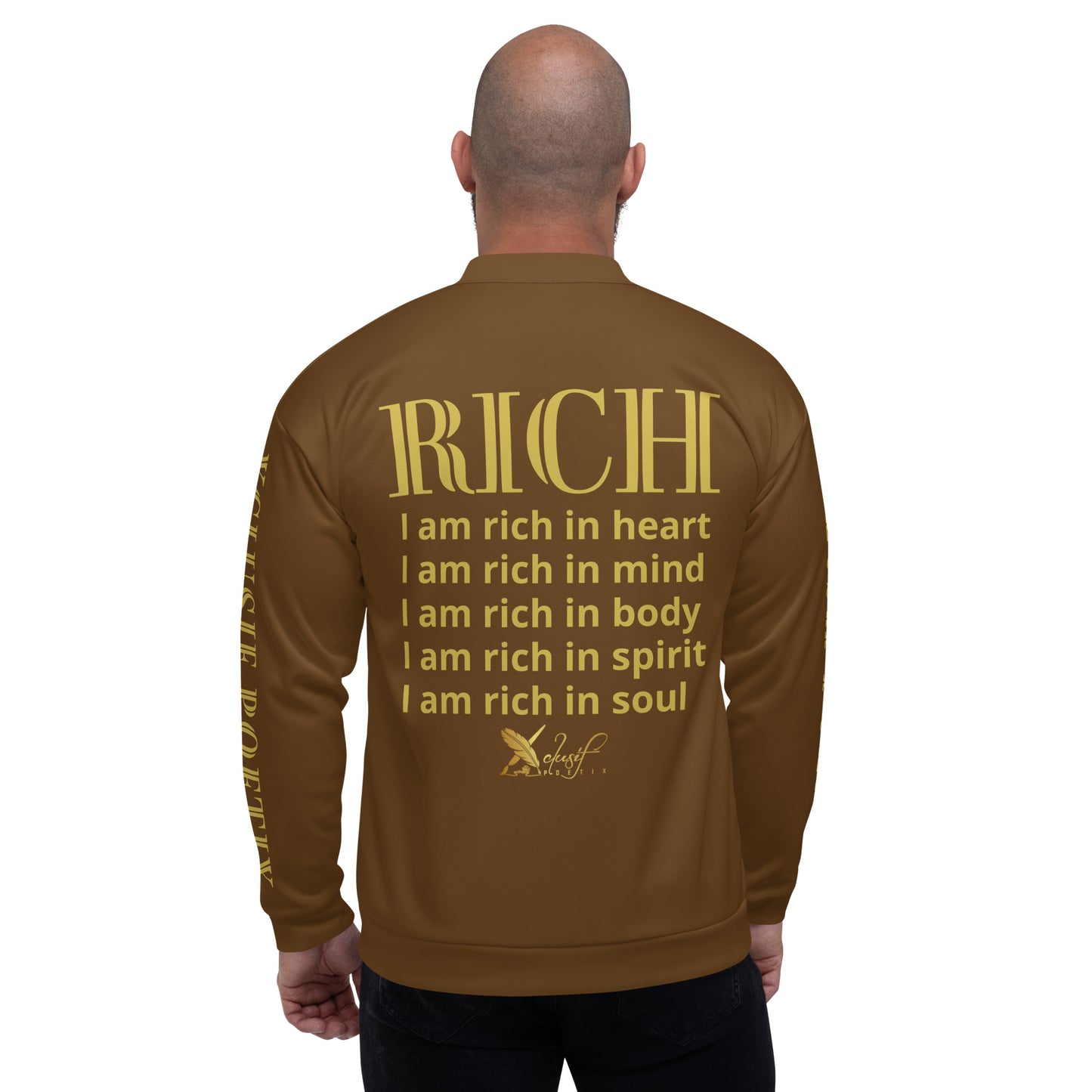 RICH BY XCLUSIF POETIX BROWN & GOLD Unisex Bomber Jacket