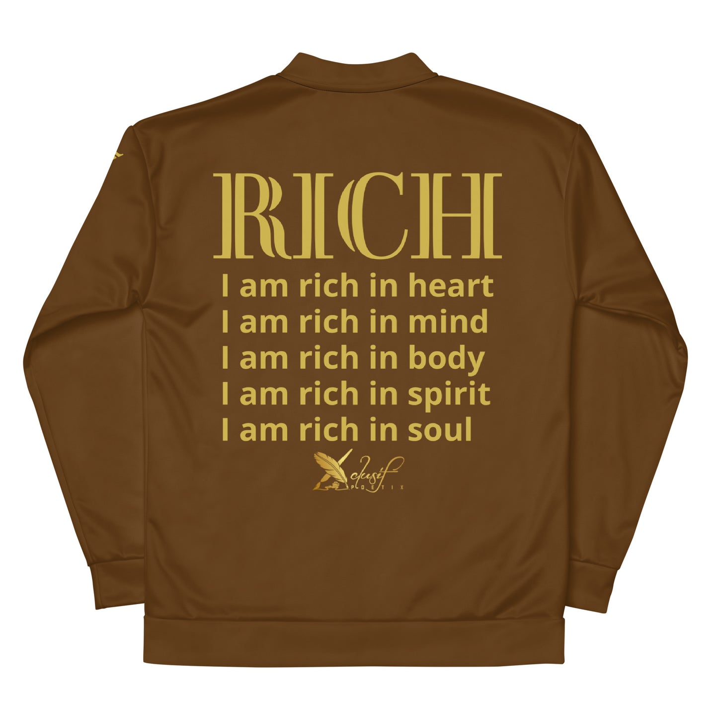 RICH BY XCLUSIF POETIX BROWN & GOLD Unisex Bomber Jacket