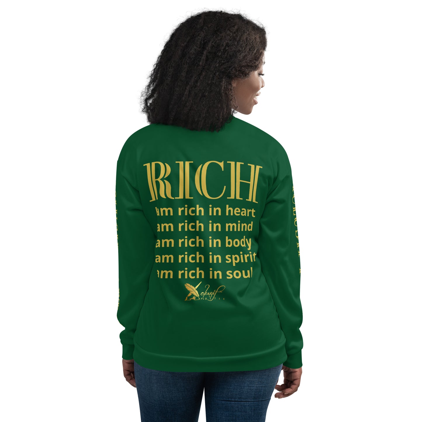 RICH BY XCLUSIF POETIX FOREST GREEN & GOLD Unisex Bomber Jacket