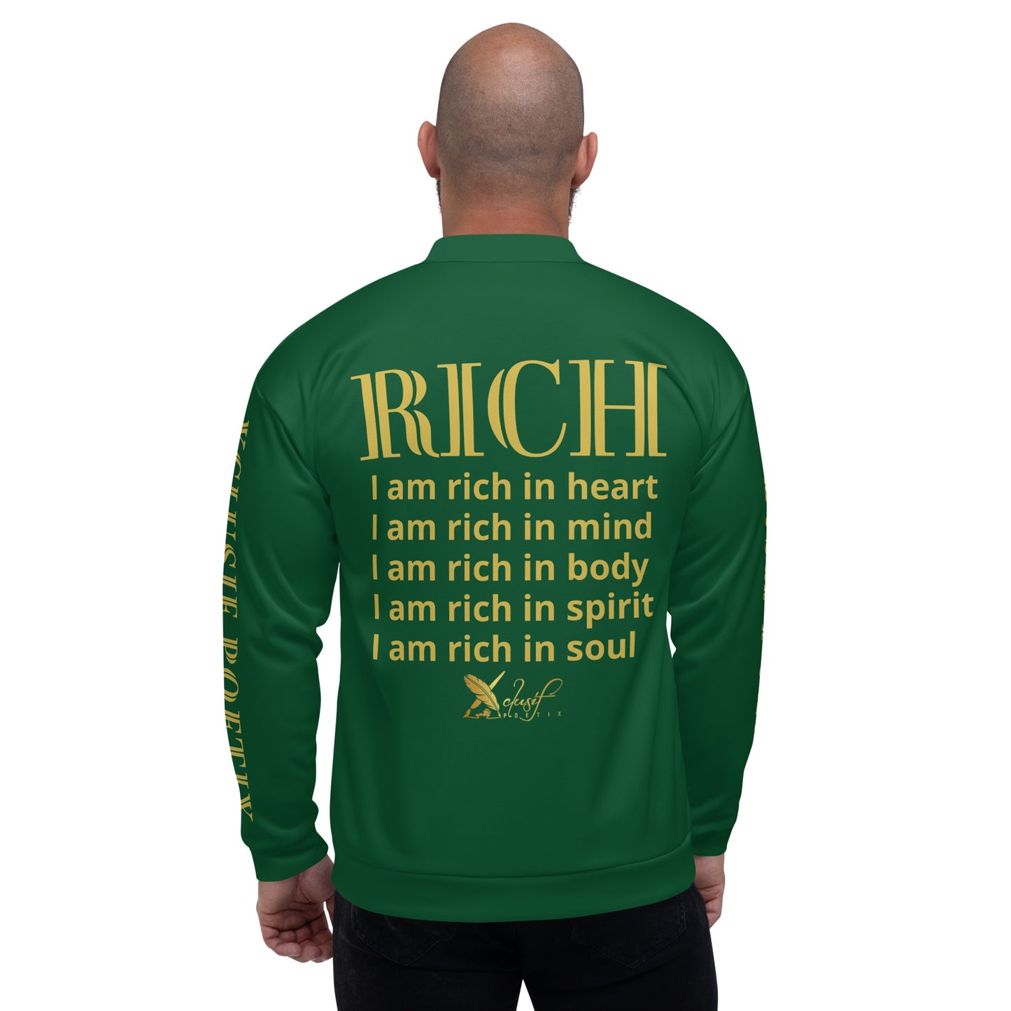 RICH BY XCLUSIF POETIX FOREST GREEN & GOLD Unisex Bomber Jacket