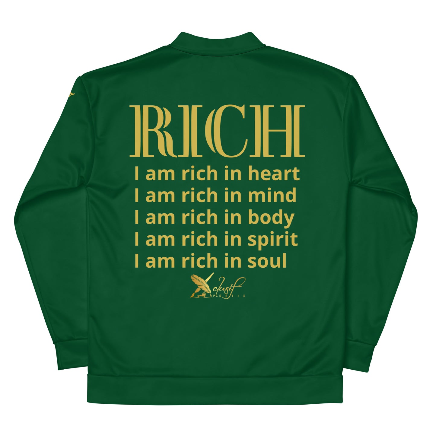 RICH BY XCLUSIF POETIX FOREST GREEN & GOLD Unisex Bomber Jacket