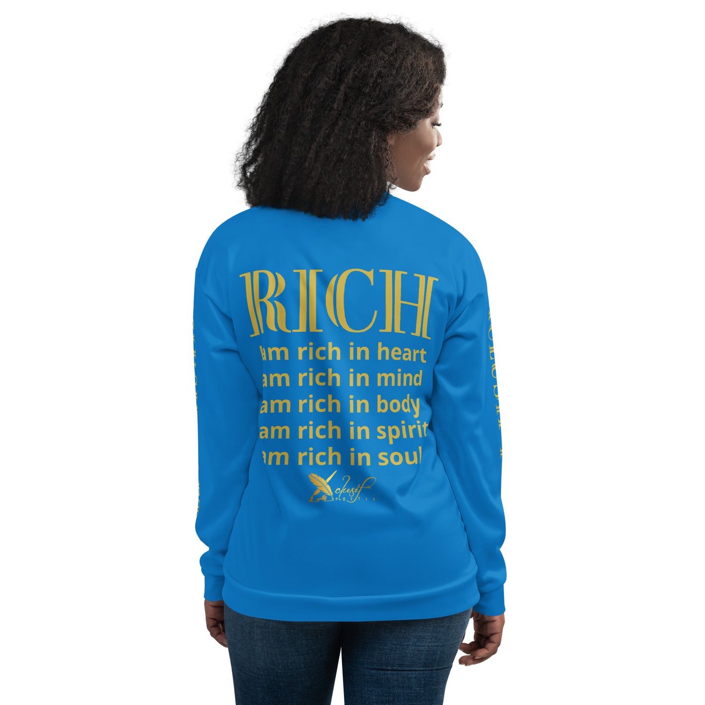 RICH BY XCLUSIF POETIX BLUE & GOLD Unisex Bomber Jacket