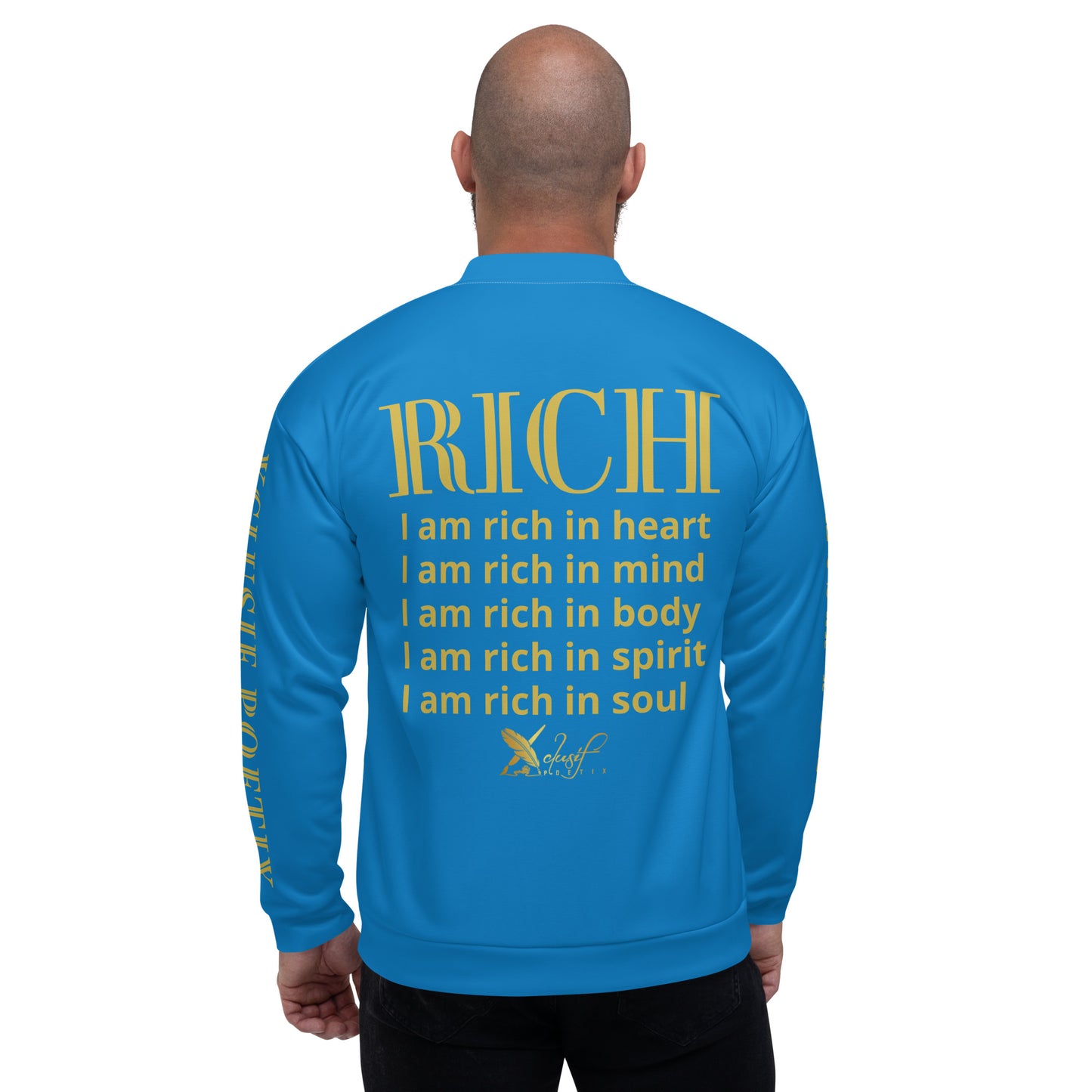 RICH BY XCLUSIF POETIX BLUE & GOLD Unisex Bomber Jacket