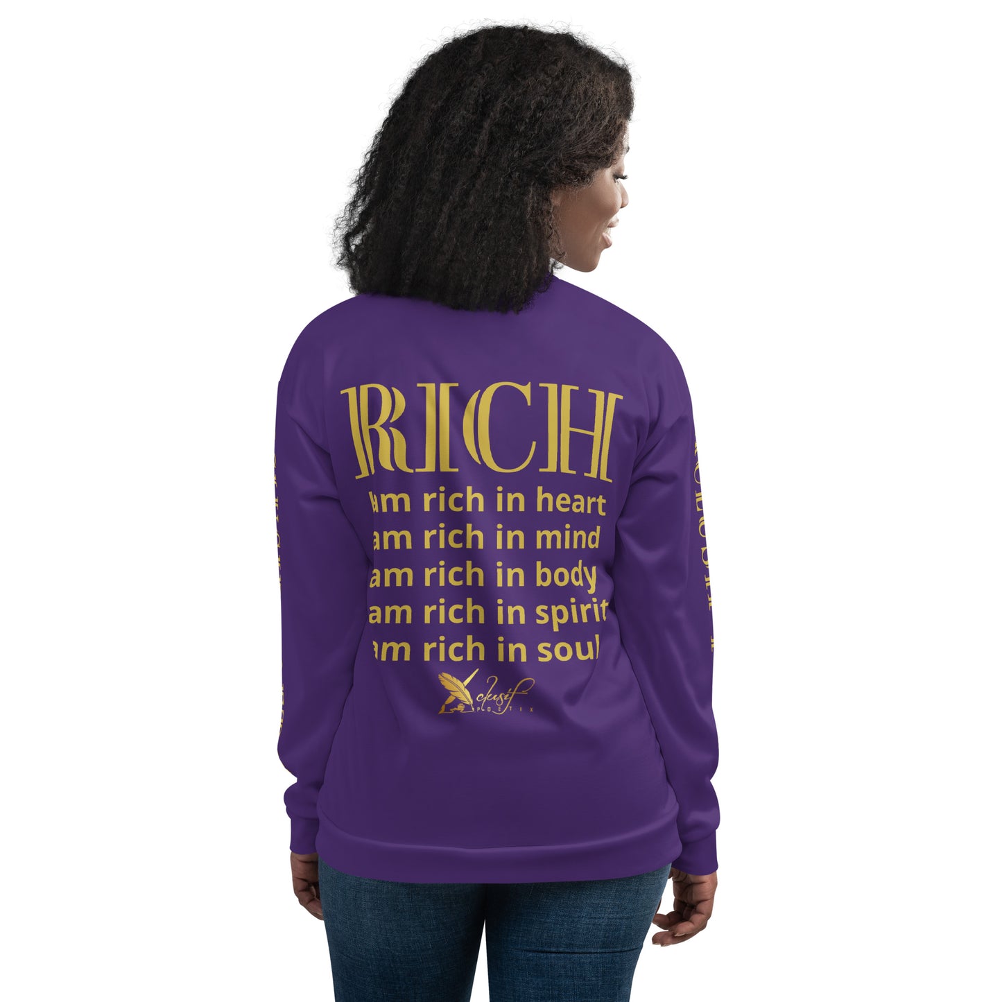 RICH BY XCLUSIF POETIX PURPLE & GOLD Unisex Bomber Jacket