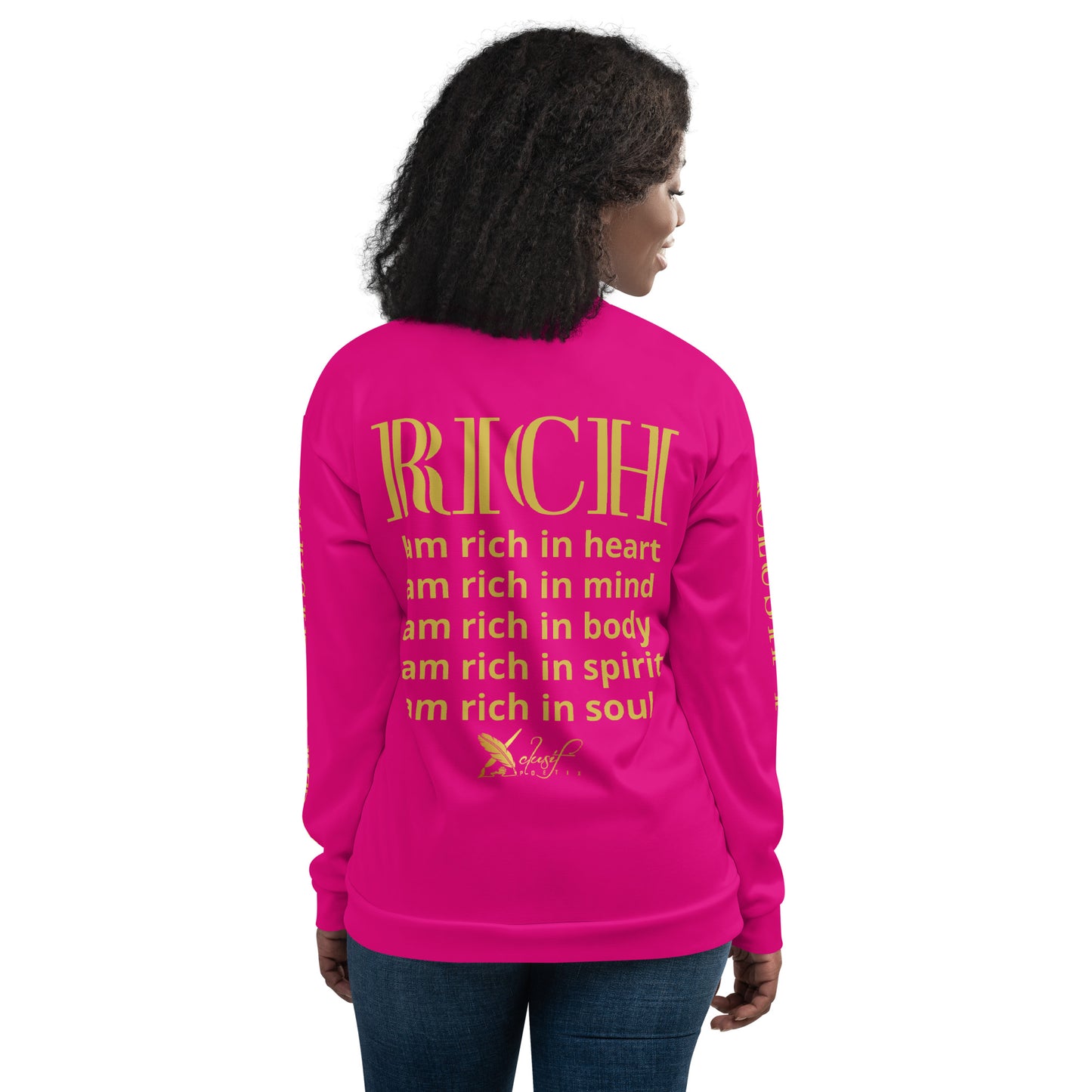 RICH BY XCLUSIF POETIX HOT PINK & GOLD Unisex Bomber Jacket