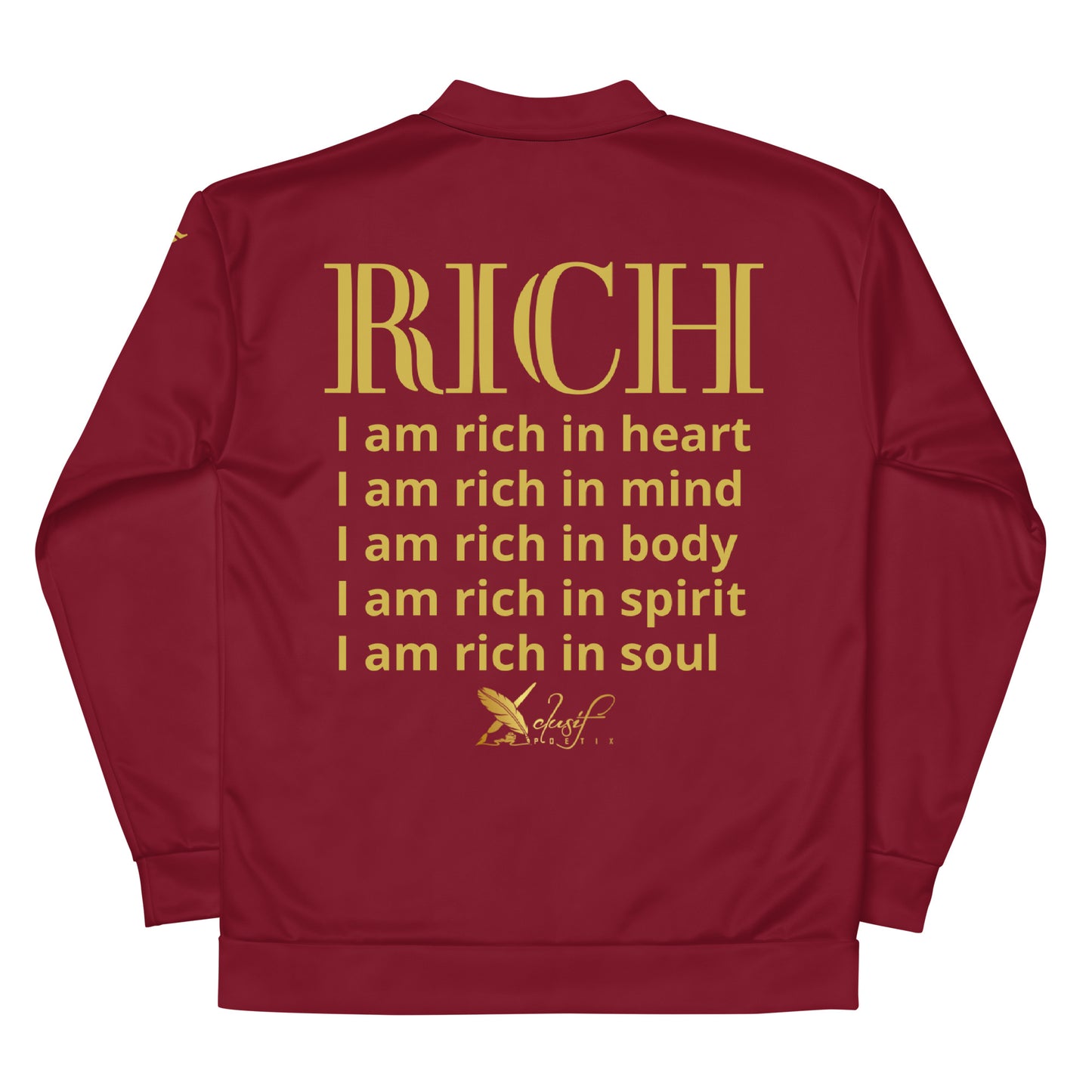 RICH BY XCLUSIF POETIX BURGUNDY & GOLD Unisex Bomber Jacket