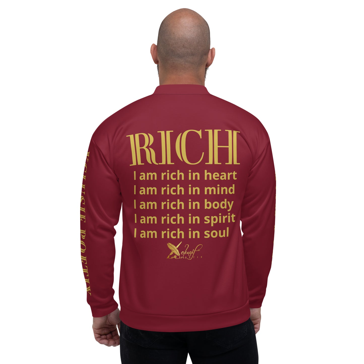 RICH BY XCLUSIF POETIX BURGUNDY & GOLD Unisex Bomber Jacket