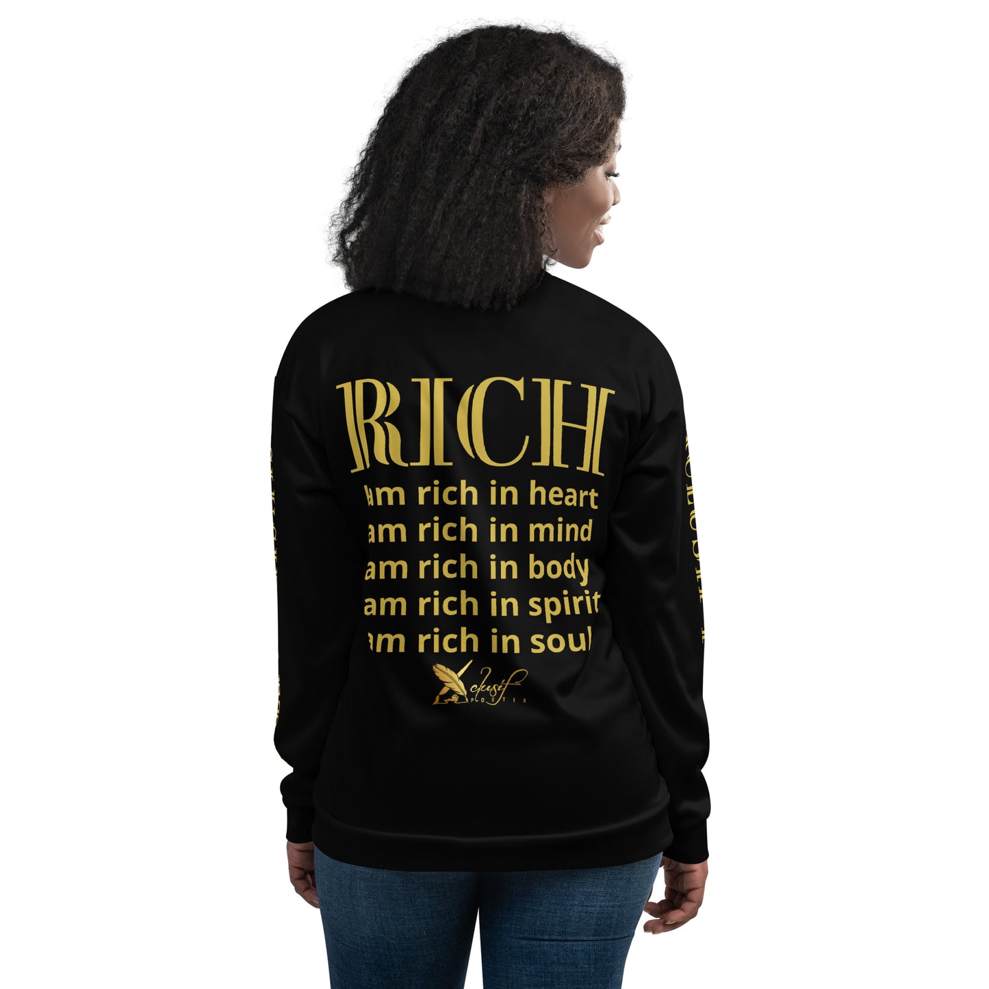 RICH BY XCLUSIF POETIX BLACK & GOLD Unisex Bomber Jacket