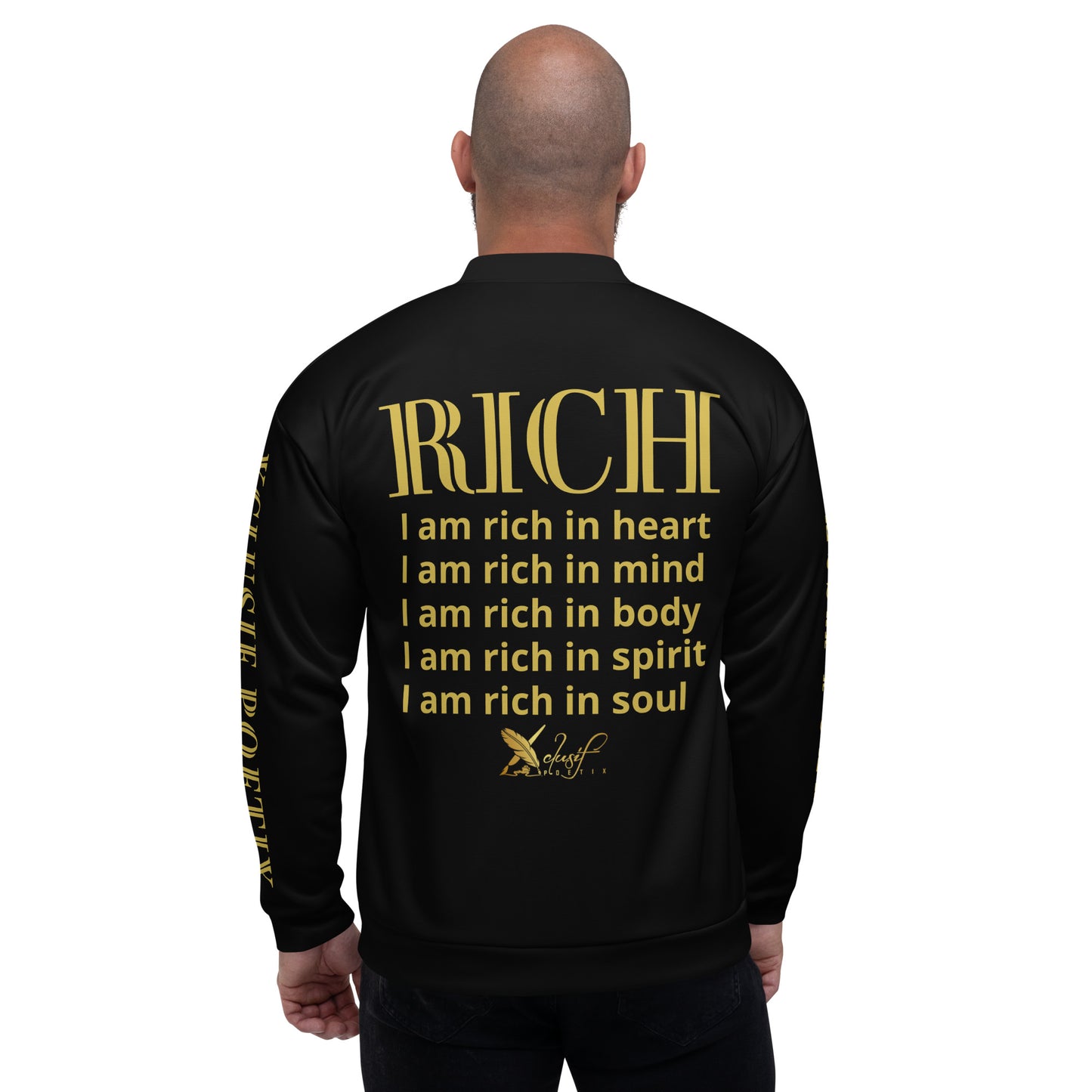 RICH BY XCLUSIF POETIX BLACK & GOLD Unisex Bomber Jacket