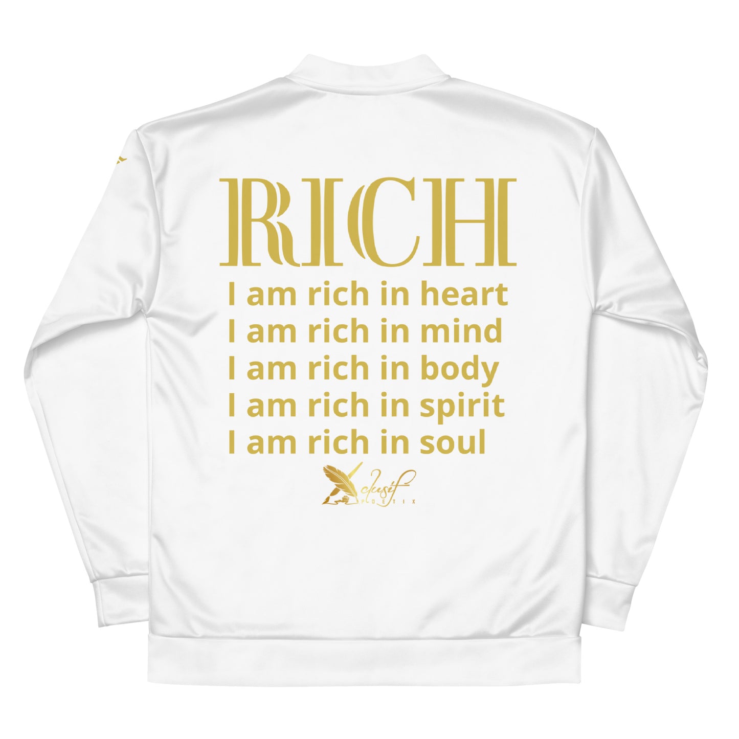 RICH BY XCLUSIF POETIX WHITE & GOLD Unisex Bomber Jacket