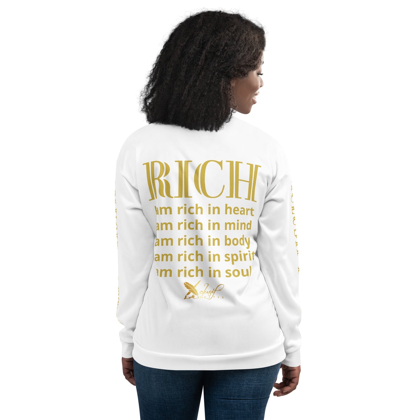 RICH BY XCLUSIF POETIX WHITE & GOLD Unisex Bomber Jacket