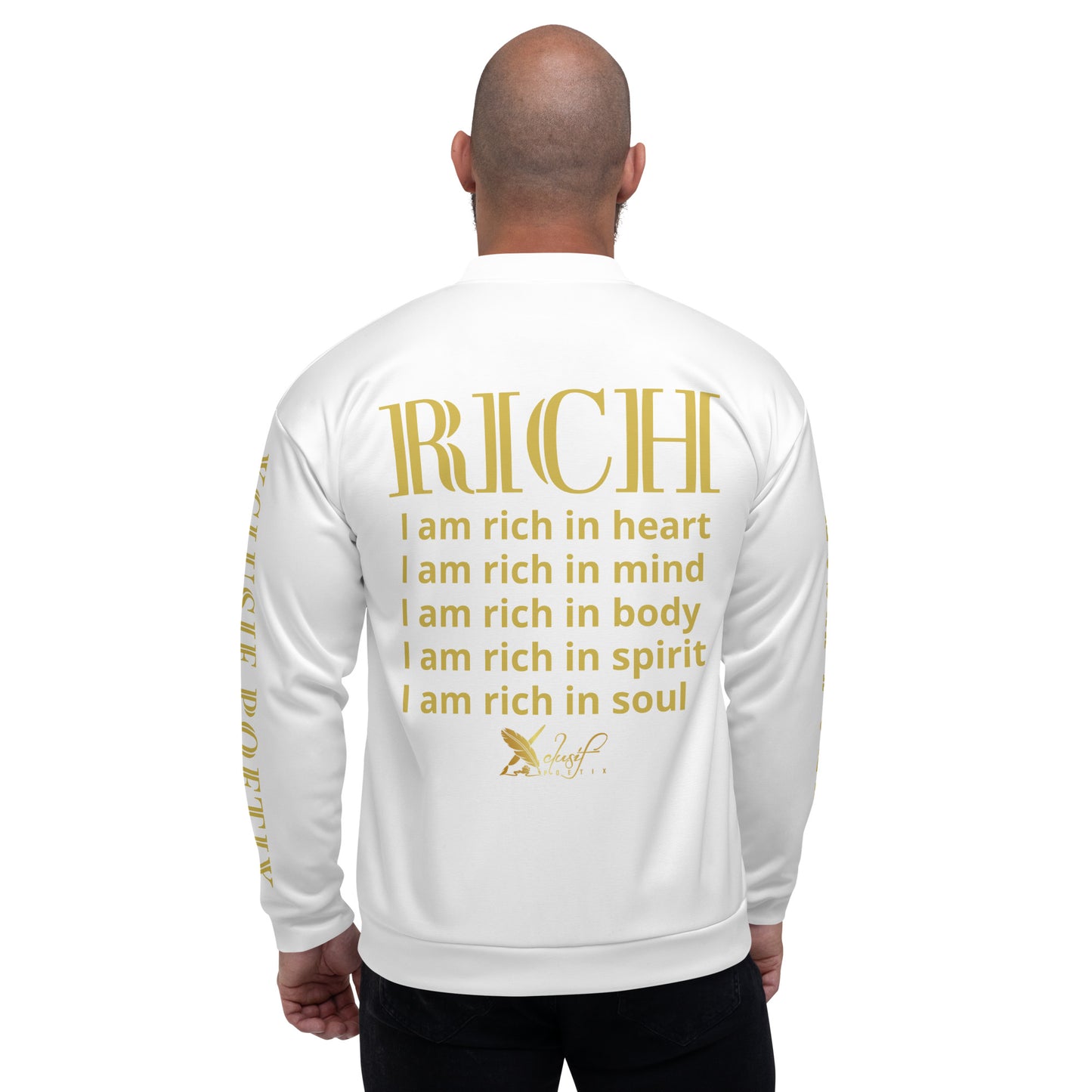 RICH BY XCLUSIF POETIX WHITE & GOLD Unisex Bomber Jacket