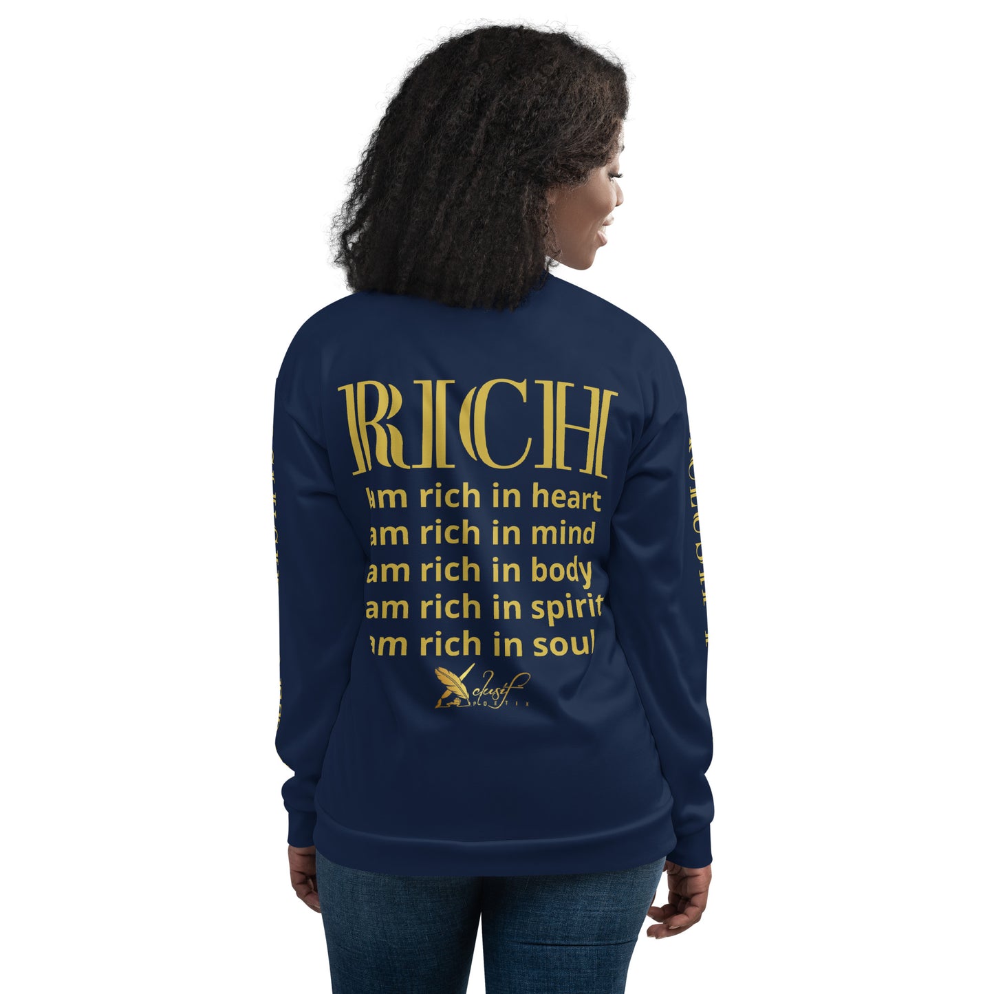 RICH BY XCLUSIF POETIX NAVY & GOLD Unisex Bomber Jacket