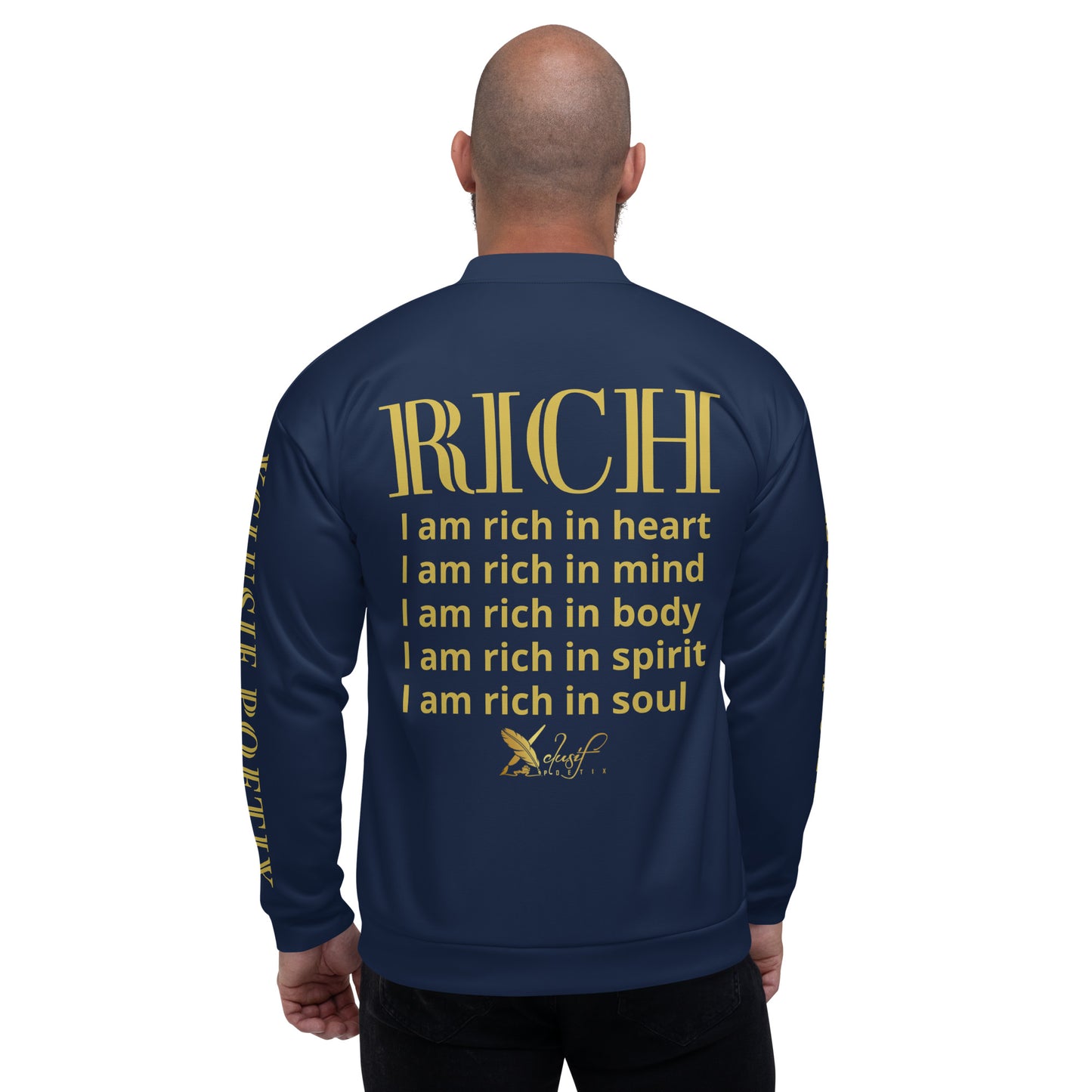 RICH BY XCLUSIF POETIX NAVY & GOLD Unisex Bomber Jacket