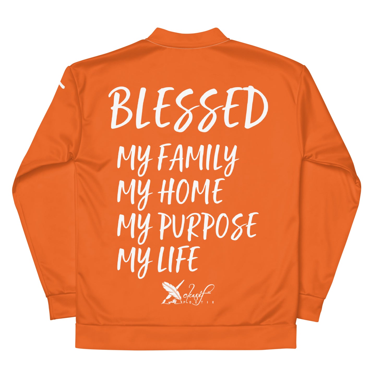 BLESSED BY XCLUSIF POETIX ORANGE & WHITE Unisex Bomber Jacket