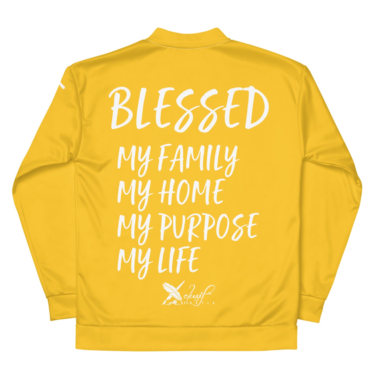 BLESSED BY XCLUSIF POETIX YELLOW & WHITE Unisex Bomber Jacket