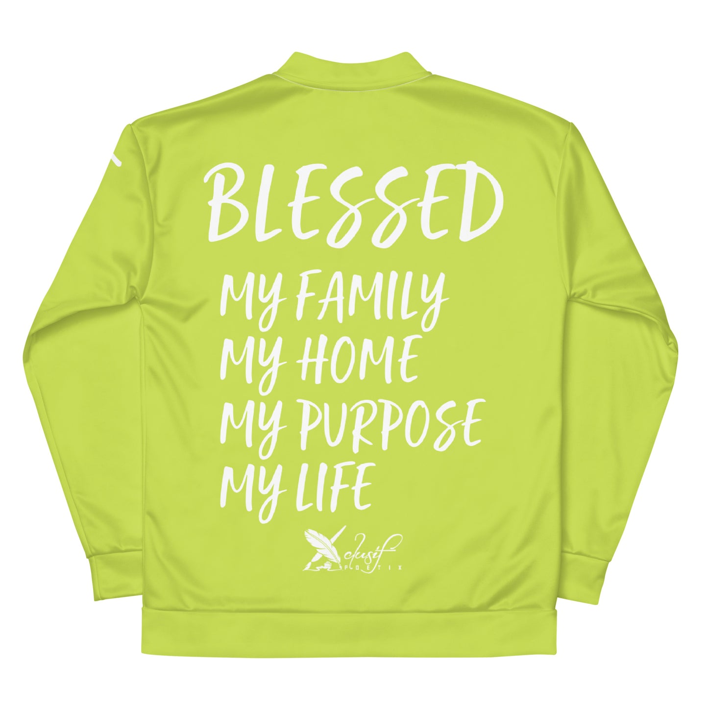 BLESSED BY XCLUSIF POETIX LIGHT GREEN & WHITE Unisex Bomber Jacket