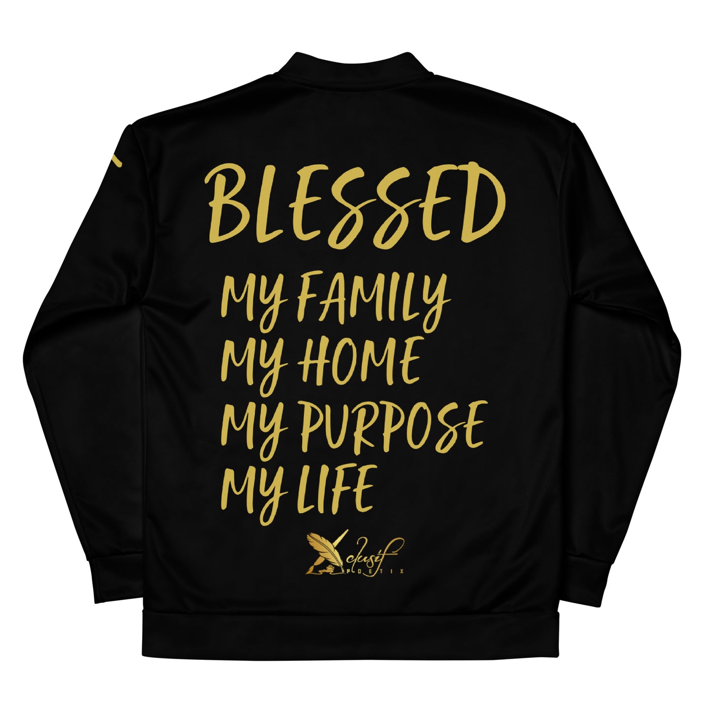 BLESSED BY XCLUSIF POETIX BLACK & GOLD Unisex Bomber Jacket