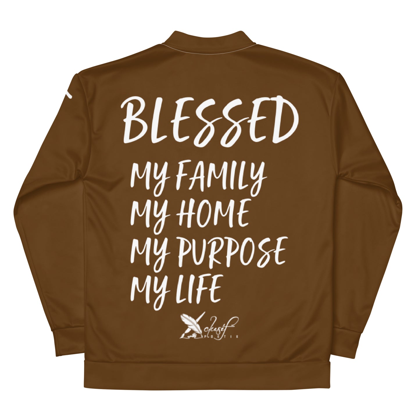 BLESSED BY XCLUSIF POETIX BROWN & WHITE Unisex Bomber Jacket