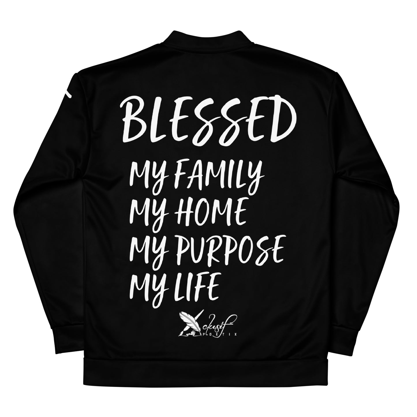 BLESSED BY XCLUSIF POETIX BLACK & WHITE Unisex Bomber Jacket