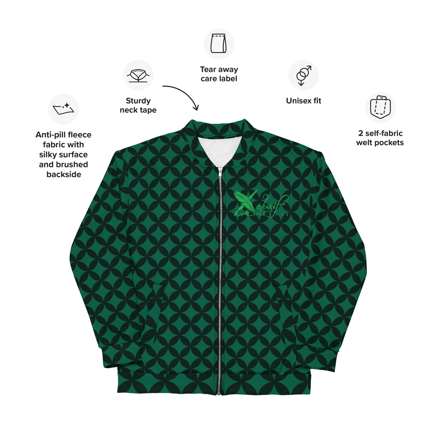 XCLUSIF POETIX LUXURY GREEN Unisex Bomber Jacket