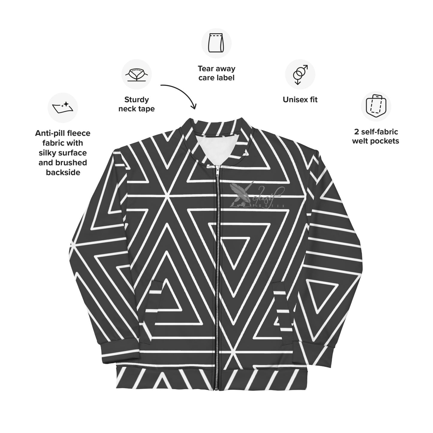 XCLUSIF POETIX BLACK TRIANGLE Unisex Bomber Jacket