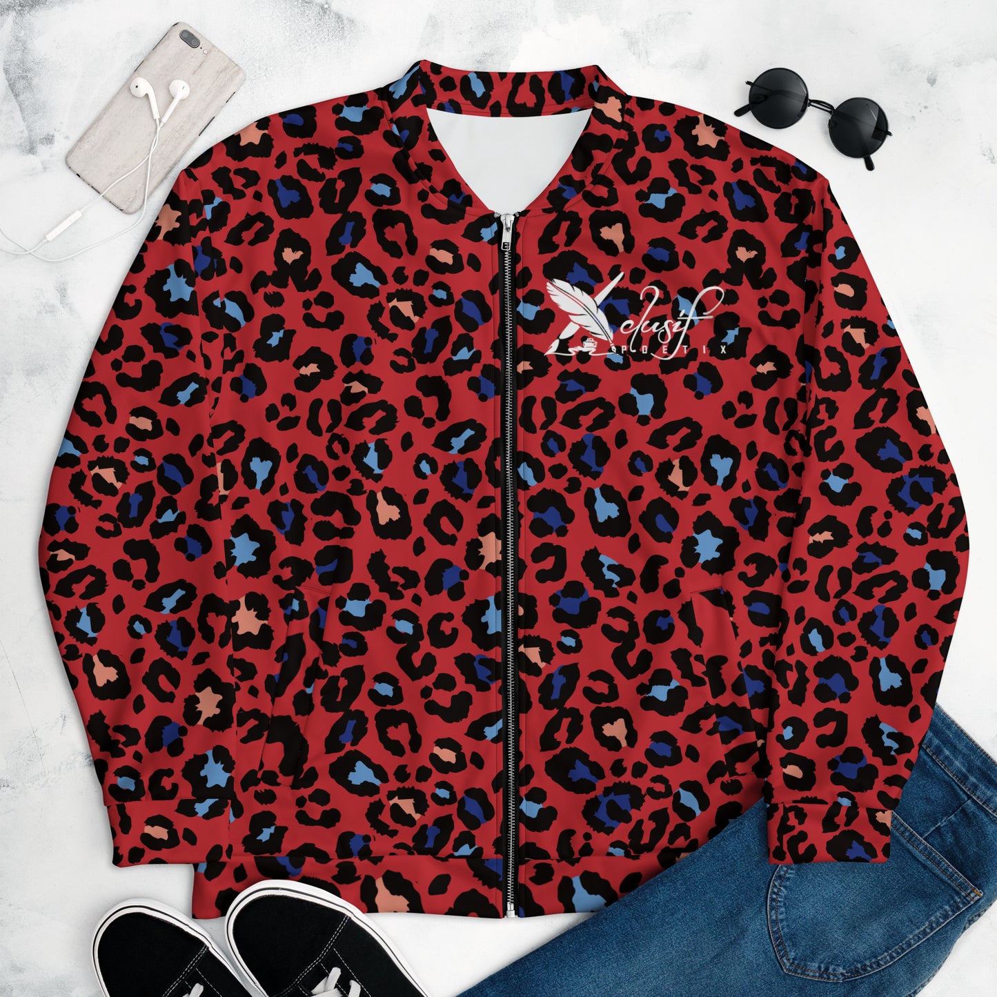 XCLUSIF POETIX RED LEOPARD Unisex Bomber Jacket