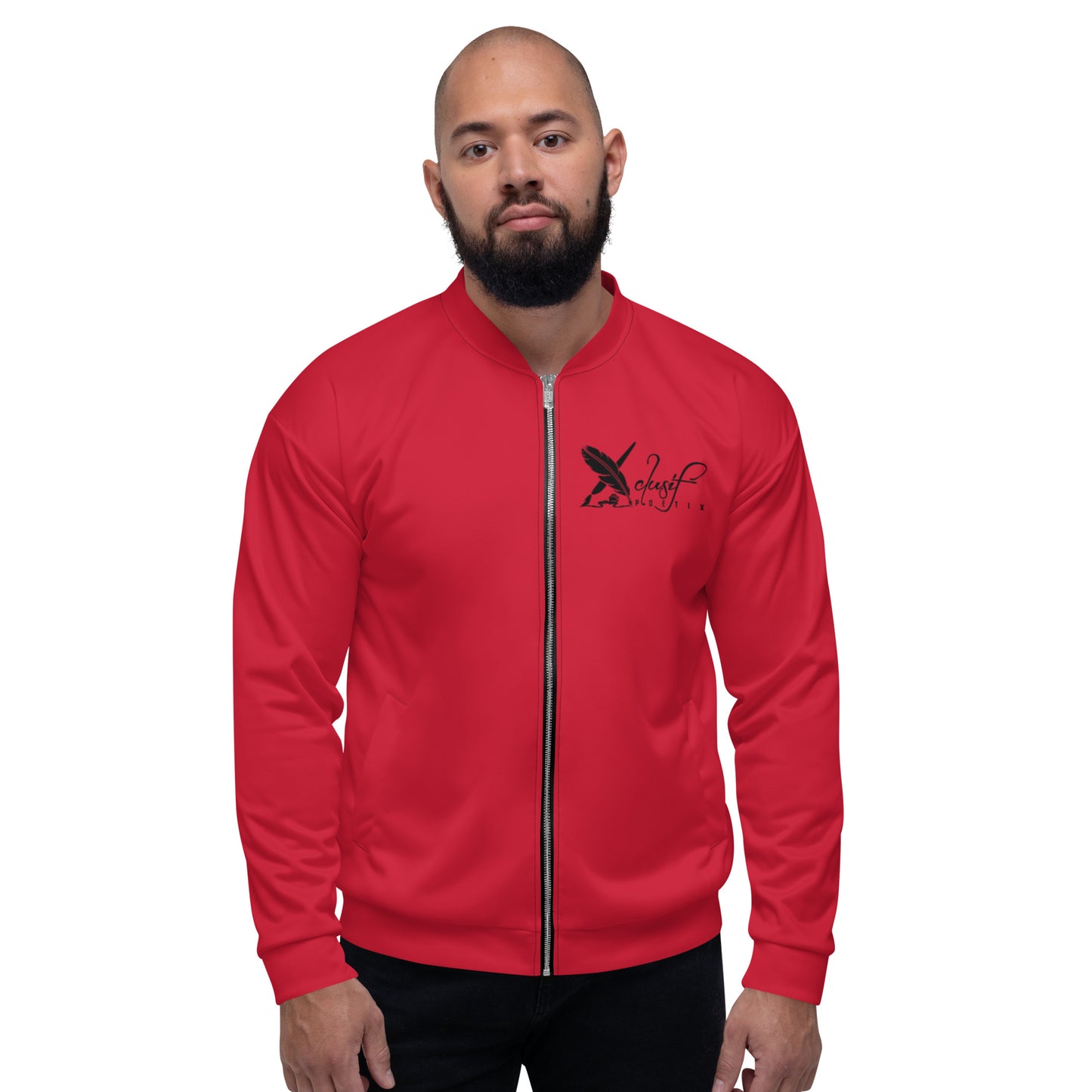 XCLUSIF POETIX RED & BLACK LOGO Unisex Bomber Jacket