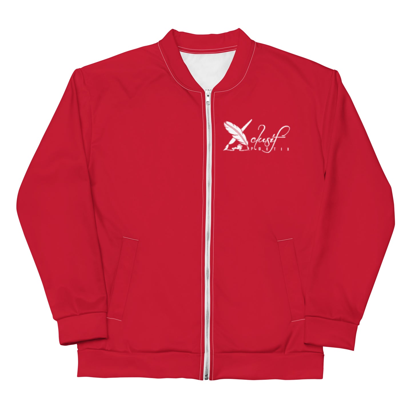 XCLUSIF POETIX RED & WHITE LOGO Unisex Bomber Jacket