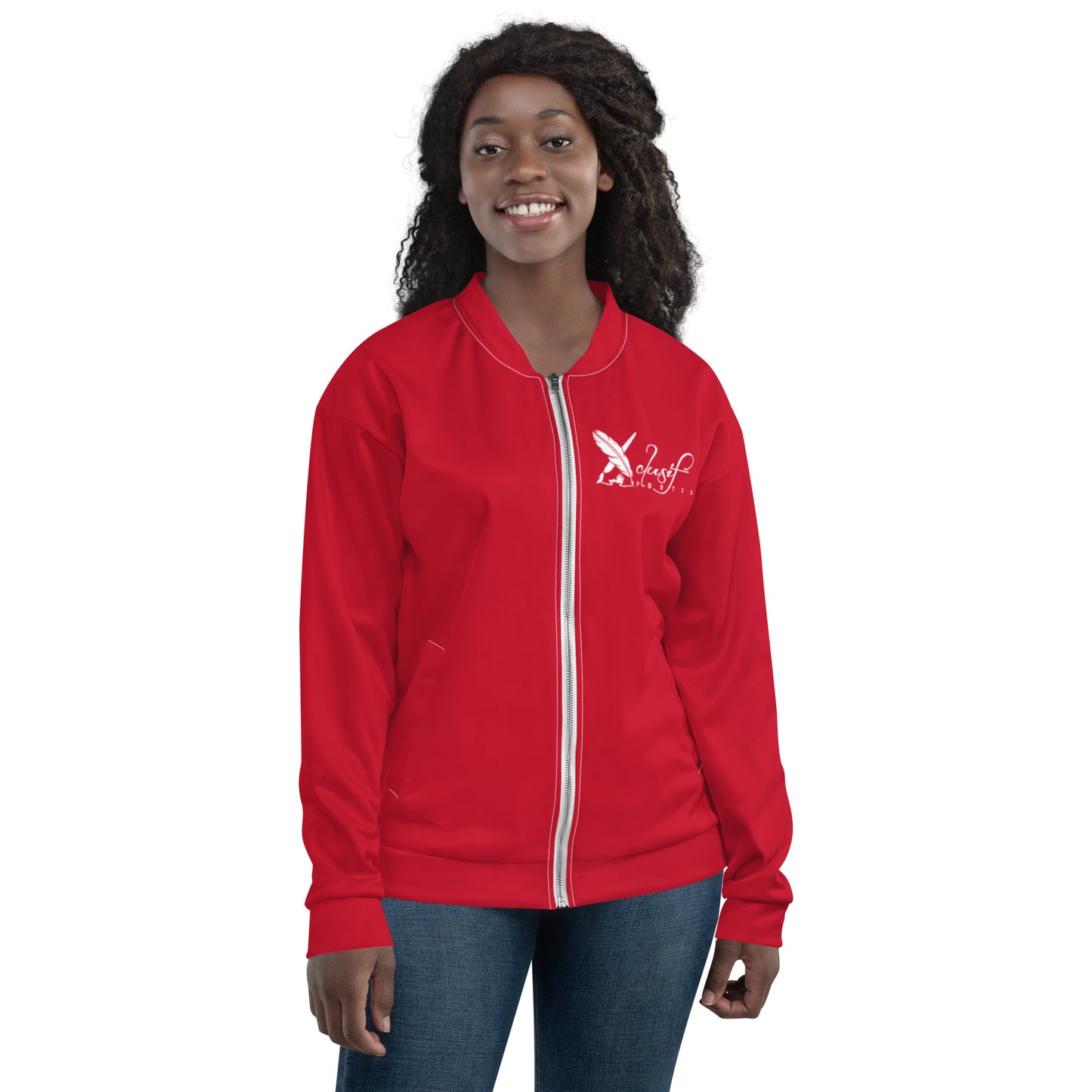 XCLUSIF POETIX RED & WHITE LOGO Unisex Bomber Jacket