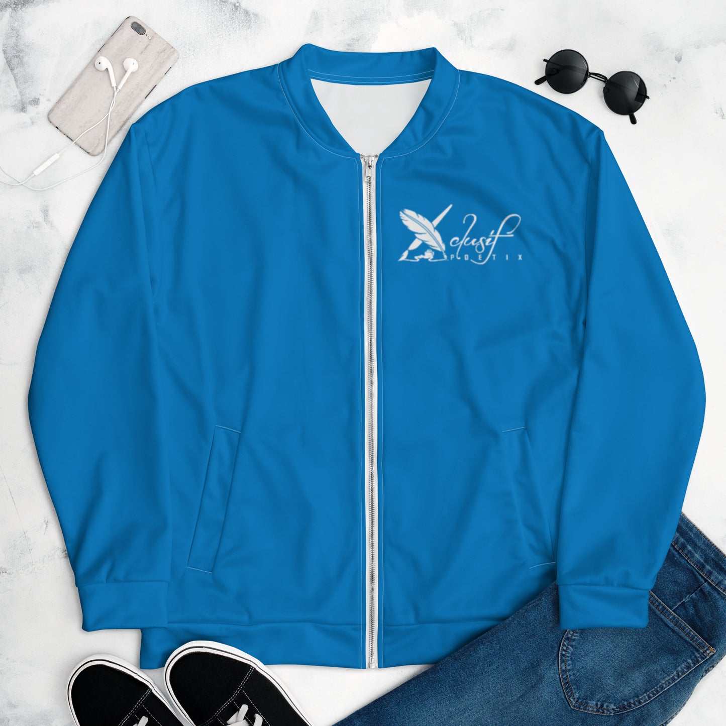 XCLUSIF POETIX BLUE & WHITE Unisex Bomber Jacket