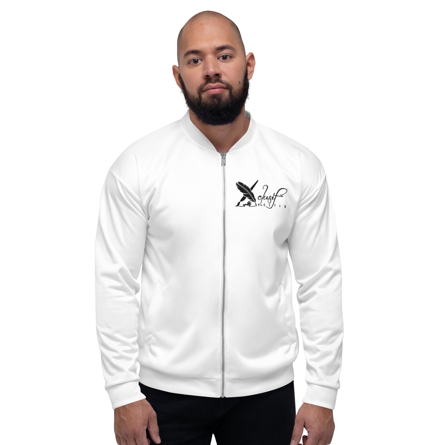 XCLUSIF POETIX WHITE & BLACK Unisex Bomber Jacket