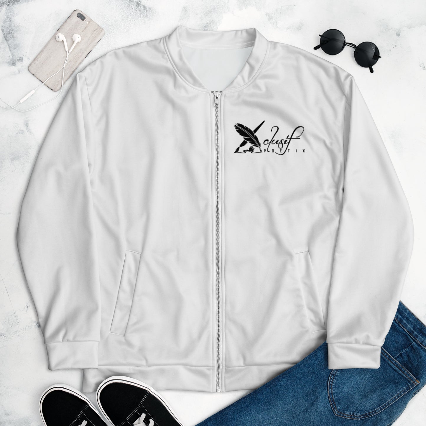 XCLUSIF POETIX WHITE & BLACK Unisex Bomber Jacket