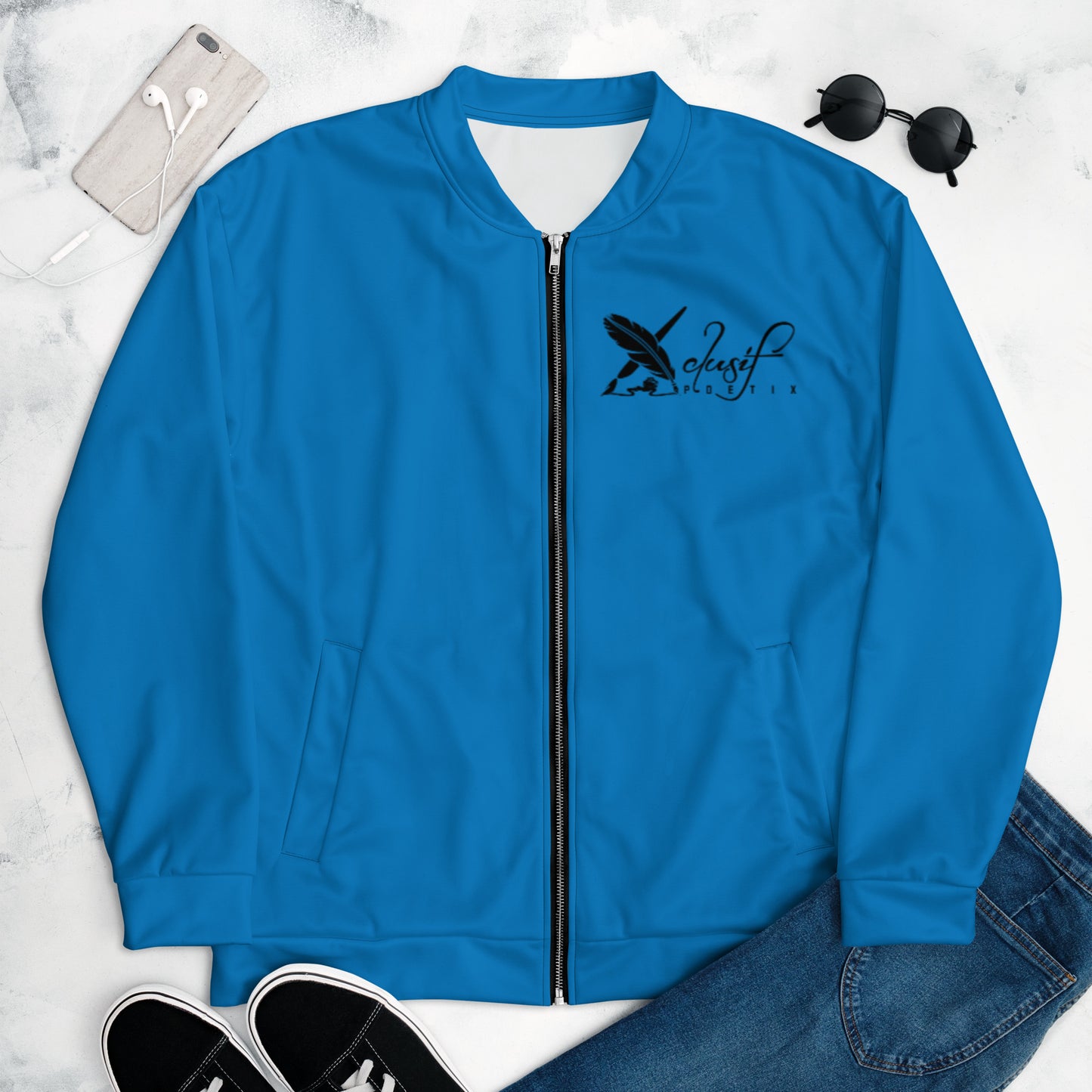 XCLUSIF POETIX BLUE & BLACK Unisex Bomber Jacket