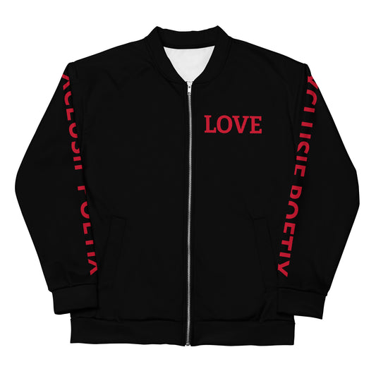 LOVE BY XCLUSIF POETIX BLACK & RED Unisex Bomber Jacket